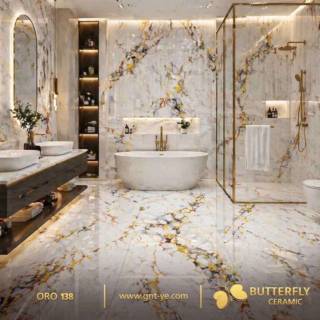 بلاط بورسلان كرستال 60×120   ماركه الفراشه حمامات وصالات