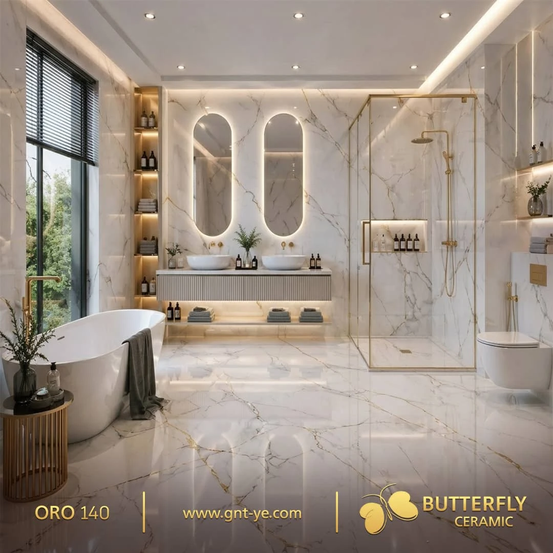 بلاط بورسلان كرستال 60×120   ماركه الفراشه حمامات وصالات