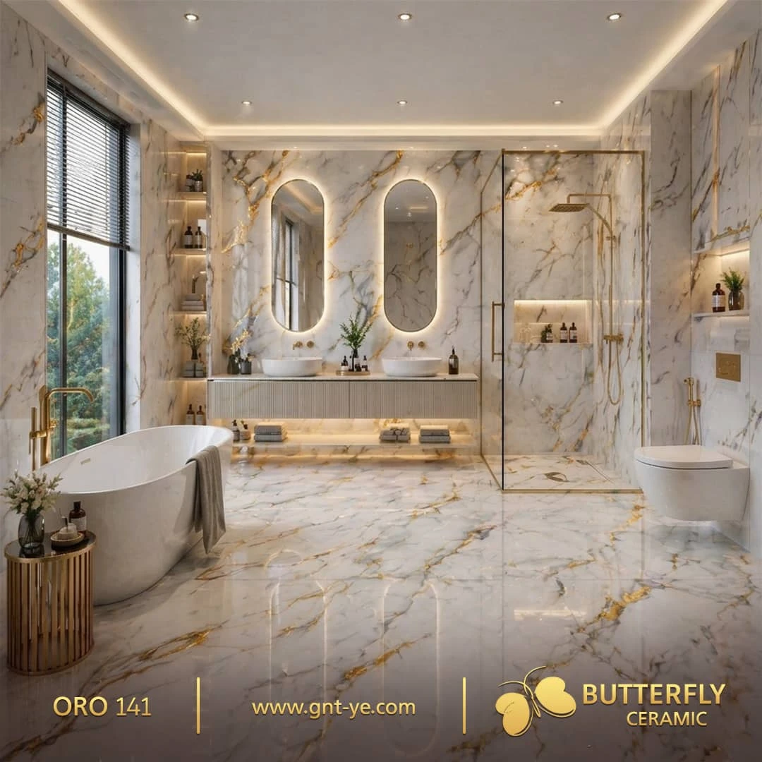 بلاط بورسلان كرستال 60×120   ماركه الفراشه حمامات وصالات