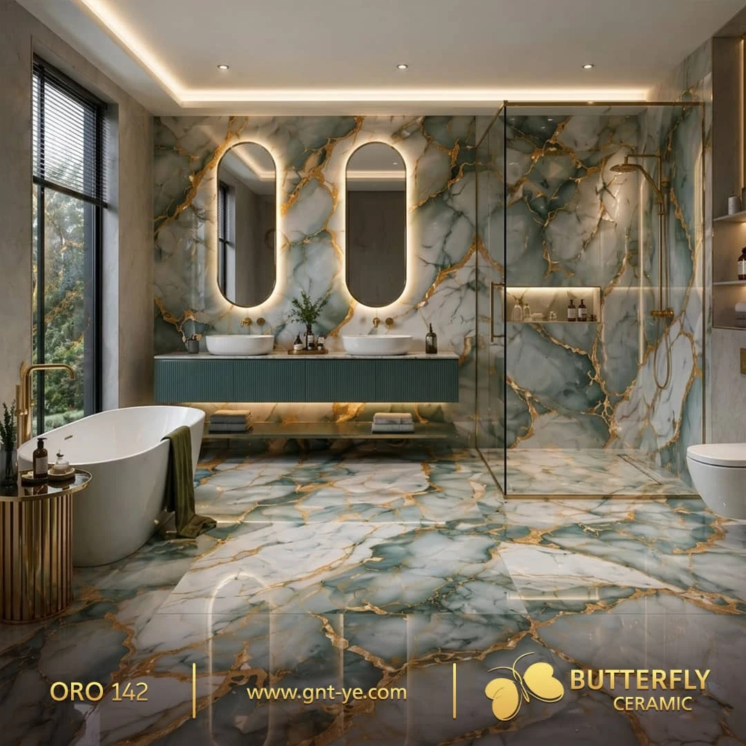 بلاط بورسلان كرستال 60×120   ماركه الفراشه حمامات وصالات